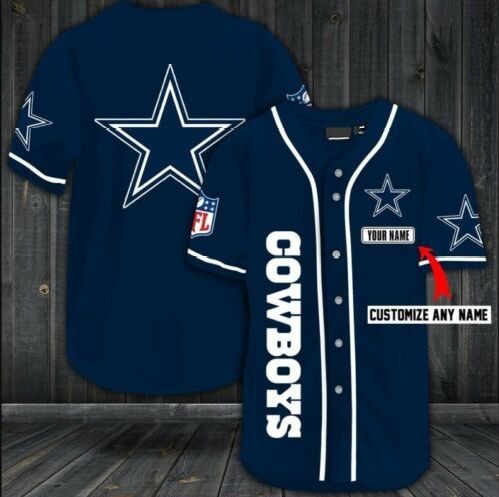 Men's Dallas Cowboys Customized Navy Baseball Jersey Men's Dallas Cowboys Customized Navy Baseball Jersey